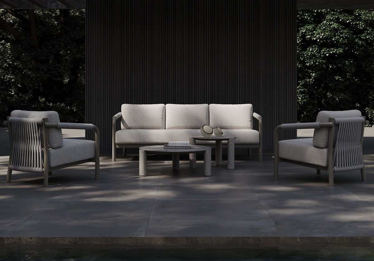 LORVAIN-silver 3 SEATER LOUNGE SET