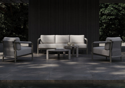 LORVAIN-silver 3 SEATER LOUNGE SET