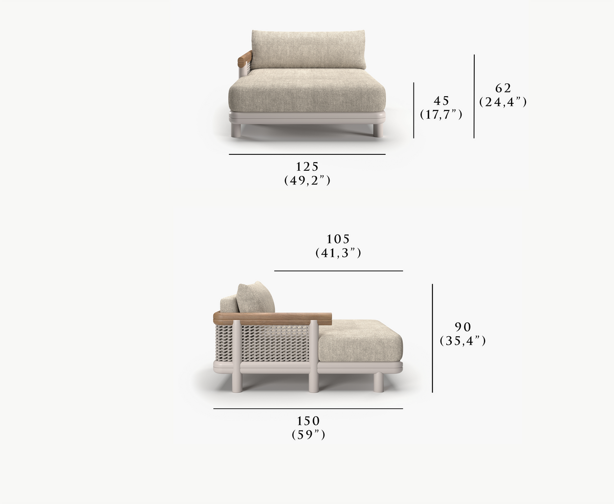 ALVO-bisque LEFT DAYBED MODULE