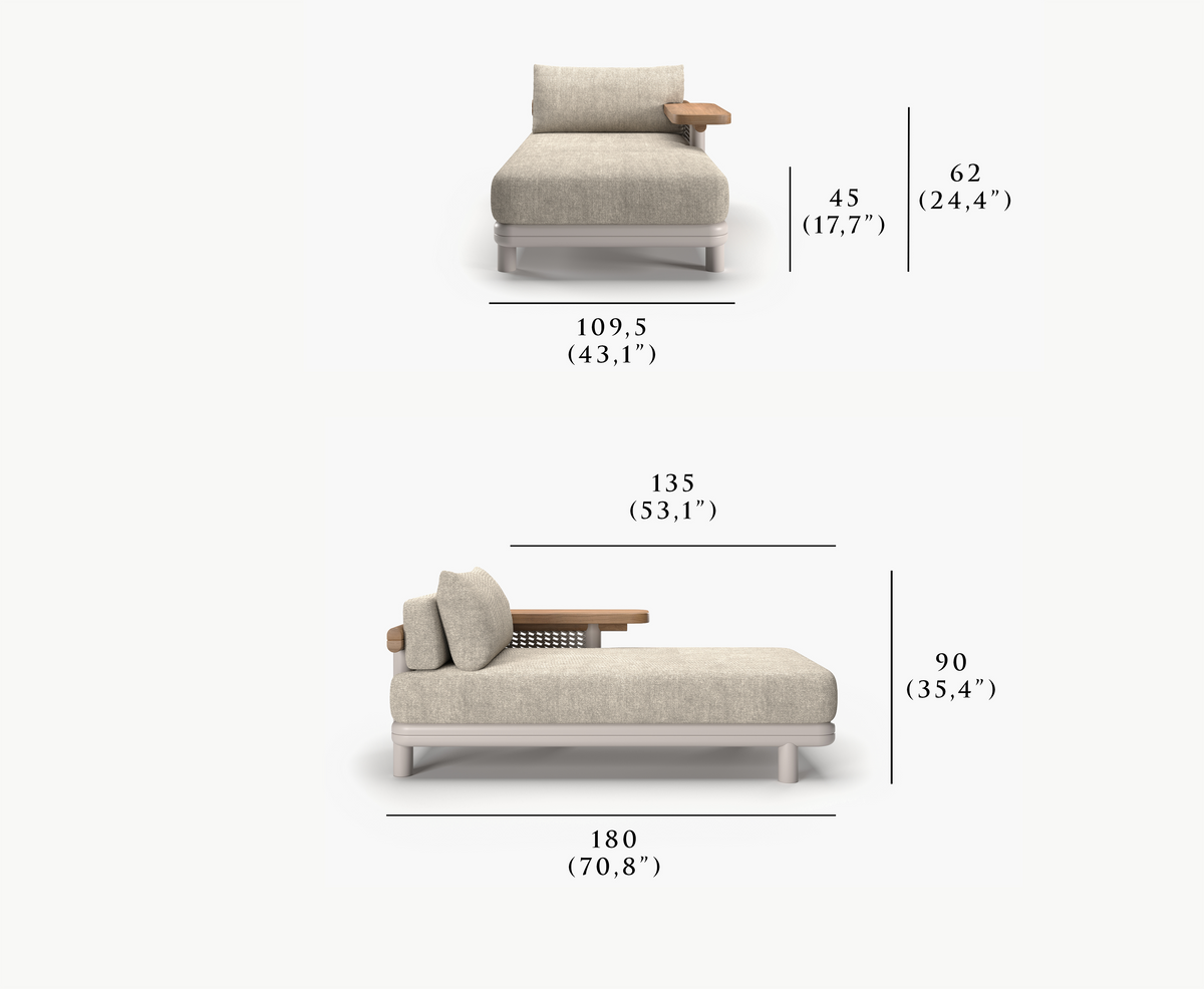 ALVO-bisque RIGHT SUN LOUNGER MODULE