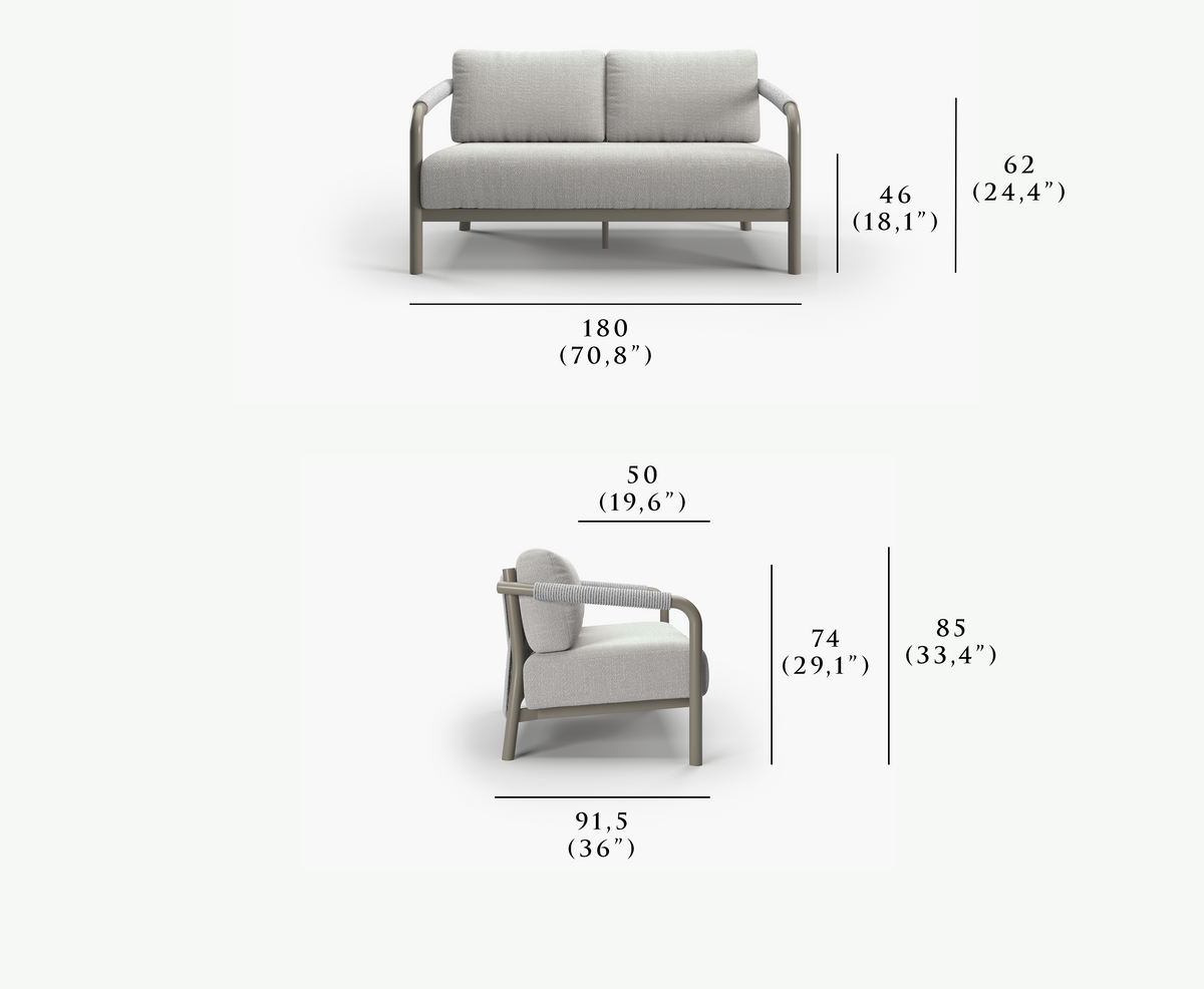 LORVAIN-silver 2 SEATER SOFA