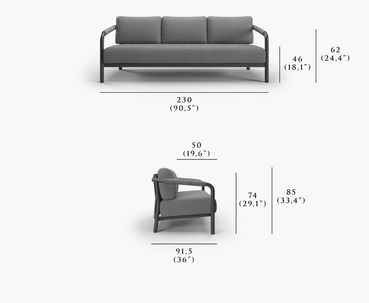 LORVAIN-nightfall 3 SEATER SOFA