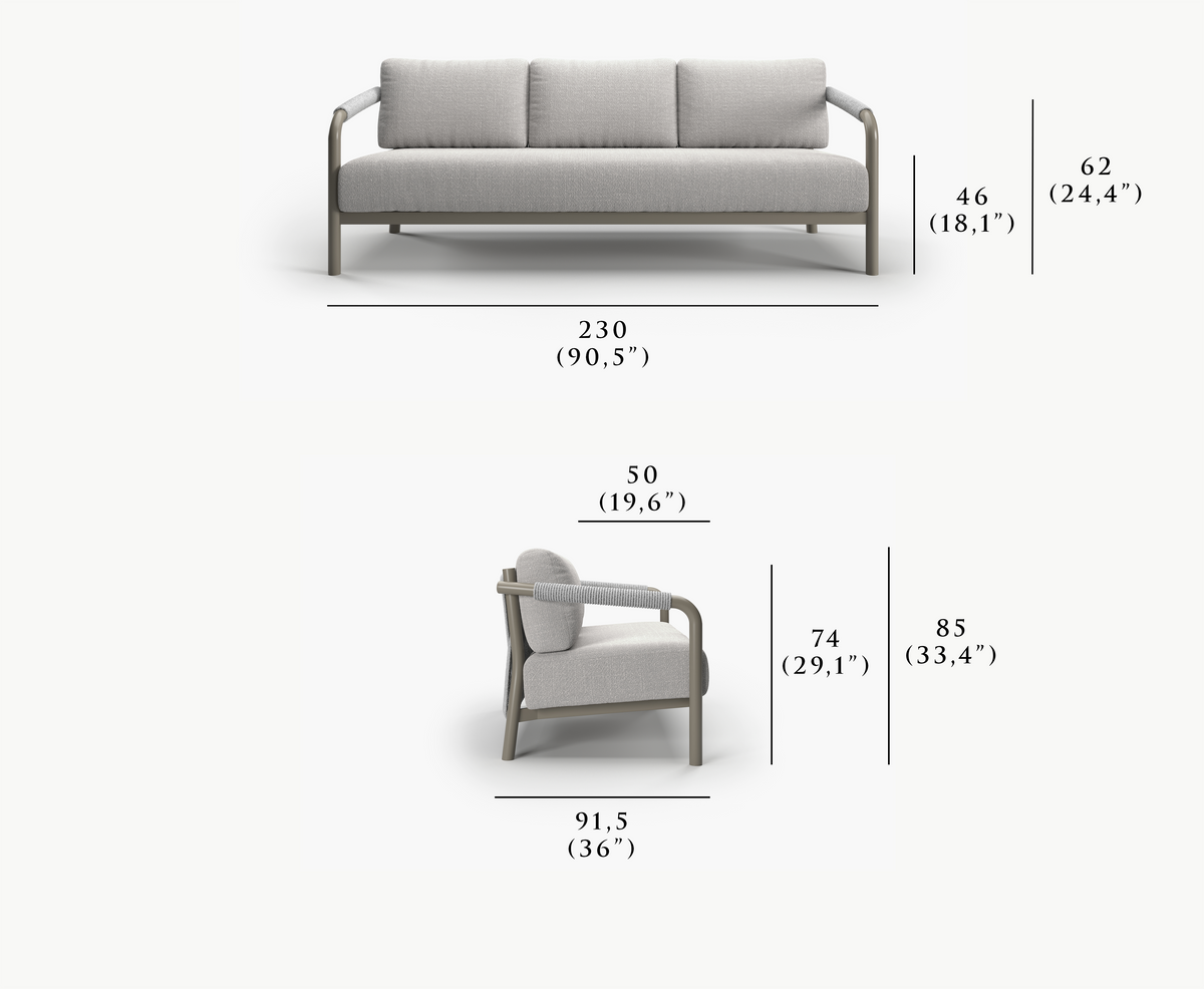 LORVAIN-silver 3 SEATER SOFA