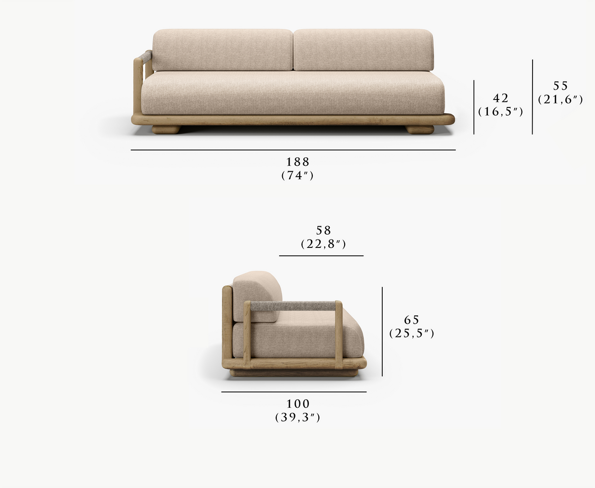CALEO-natural 2 SEATER LEFT MODULE