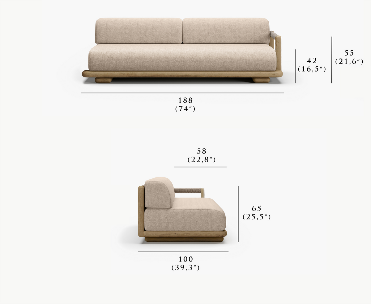 CALEO-natural 2 SEATER RIGHT MODULE