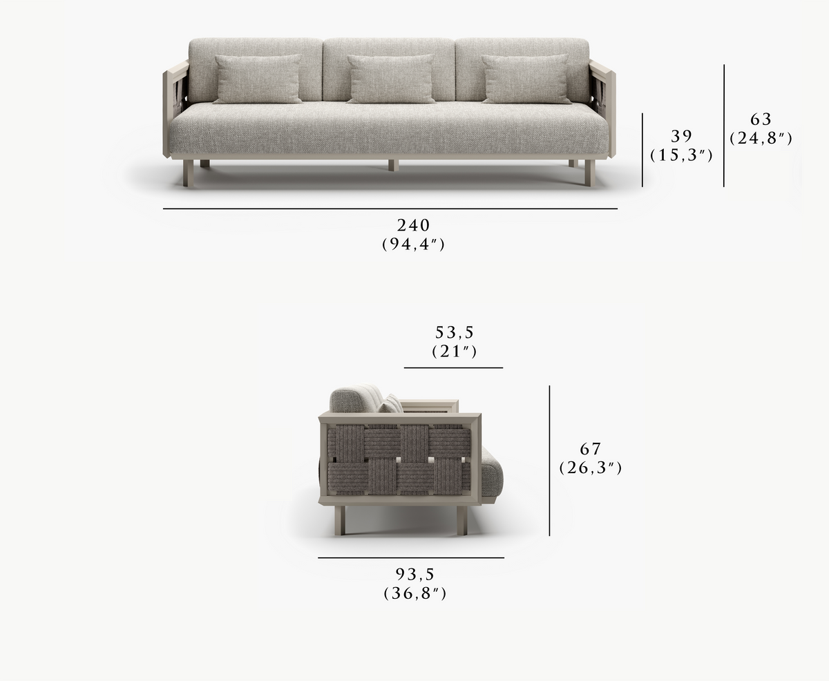 ÉCLAT-bisque 3 SEATER SOFA
