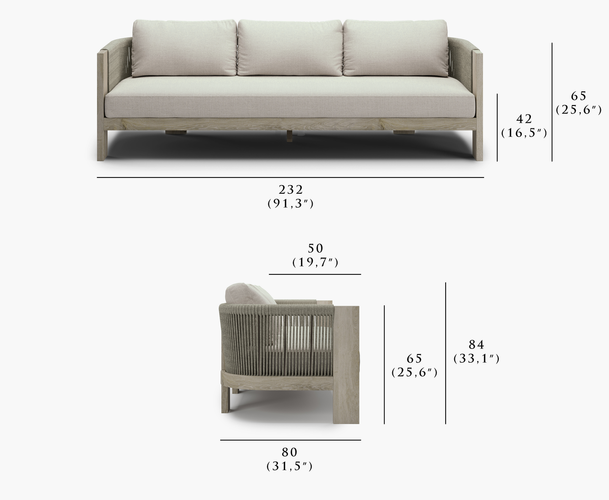 RALPH-ash 3 SEATER SOFA